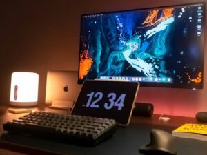 a desktop computer sitting on top of a desk